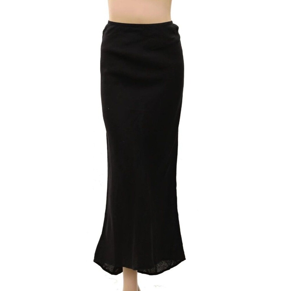 James Perse Los Angeles Linen Canvas Midi Skirt Pull-on Asymmetrical XL-4 290226